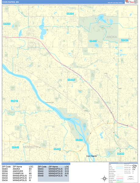 Coon Rapids Wall Map